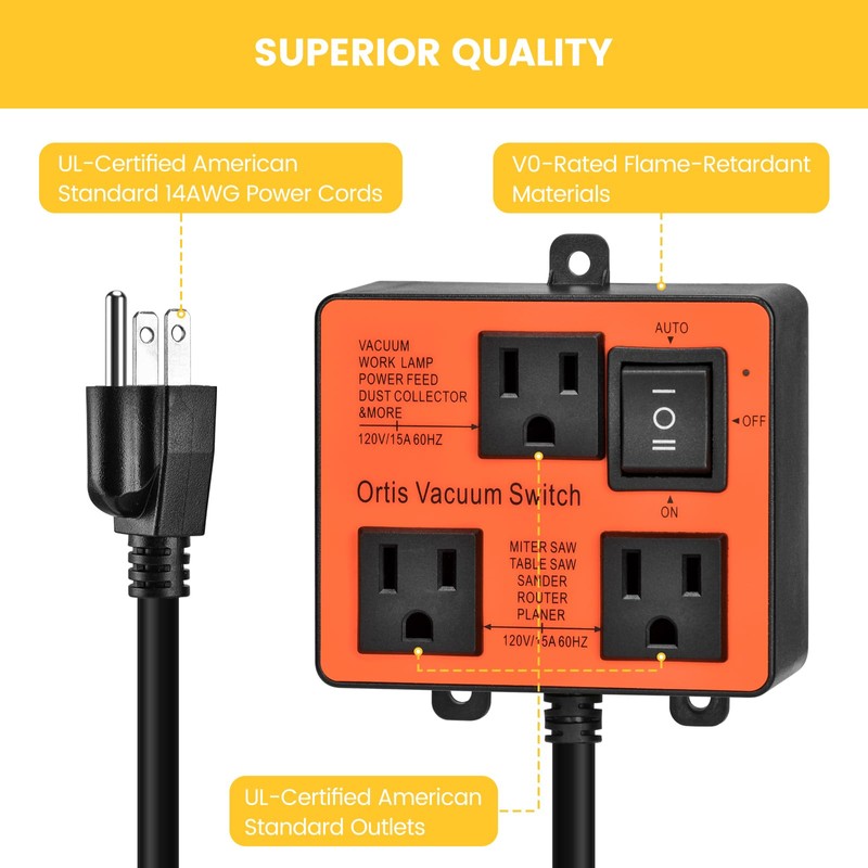 Automatic Vacuum Switch, Ortis Vacuum Switch for More Power Tools,