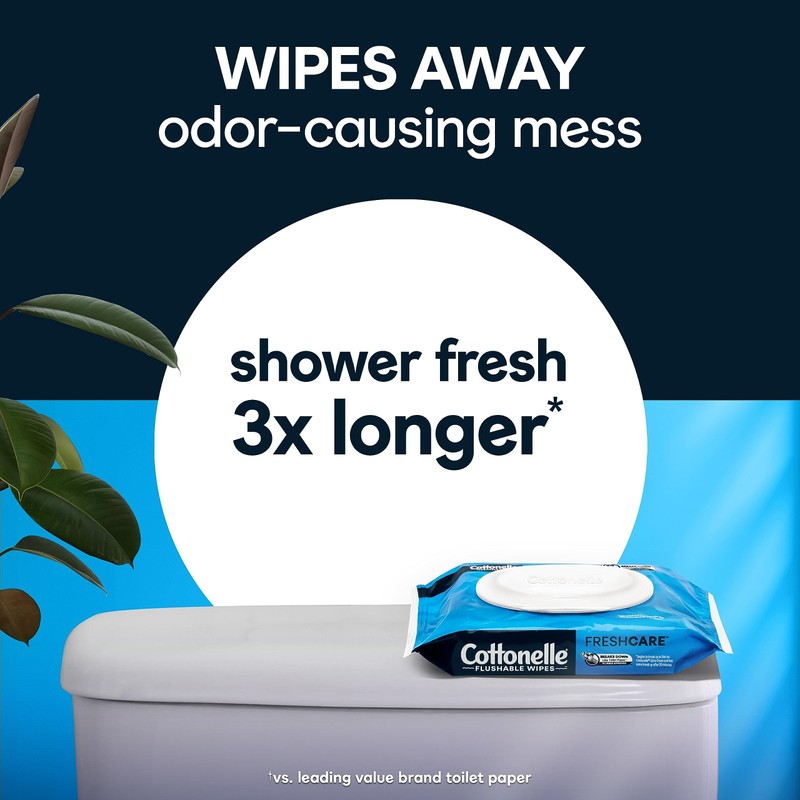 Cottonelle Fresh Care Flushable Wet Wipes, Adult Wet Wipes, 8