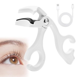 MIUUIPI Elektrische Wimpernzange Beheizbar, Beheizbare Wimpernzange USB, Natürliches Wimpern-Make-up-Werkzeug, Wimpernformer Beheizbar für Alle Wimpern, Ohne Seitenrahmen mit 65°C Hitze (Weiß)