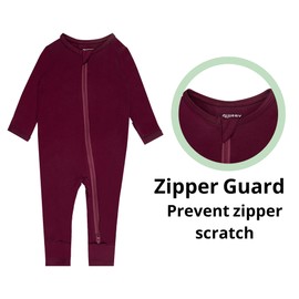 GUISBY Rayon Baby Pajamas with Mitten Cuffs, Soft Long Sleeve with Zipper Sleeper 2 pcs 6-12 Months