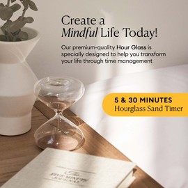 Mindful Focus 5-Minute Hourglass Sand Timer, Desk Timer for Productivity and Time Management, Minimalist Hourglass Timer, Hour Glasses Decorative Gifts, 3.3 (L) x 2.9 (W) inches - Intelligent Change
