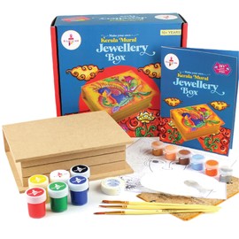 Kalakaram Kids and Adults Make Your Own Kerala Mural Jewellery Box DIY Activity Box| DIY Jewellery Box Painting for Adults Kit for Kids Age 12|Traditional Painting Kits, Multi Color