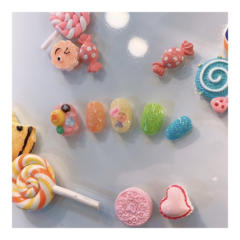 Buy me candyHandmade nail tips - Petit Round / 사탕사줘수제네일팁