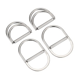 sourcing map Double D-Ring Buckles, 4pcs 50mm(1.97") Metal Adjustable Multi-Purpose D Rings for Clothing Waistband Dress Straps Bags Scarf, Silver Tone