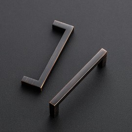Ravinte 5 Pack Solid 3-3/4 Inch Center to Center Slim Square Bar Drawer Handles Kitchen Cabinet Handles Oil-Rubbed Bronze Drawer Pulls Kitchen Cabinet Hardware Kitchen Handles Cabinet Pulls