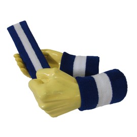 COUVER Sweatband Set Sports Headband Wristband Set Terry Cloth Moisture Wicking Sweat Absorbing Wrist Sweatbands Head Sweatband, White/Blue