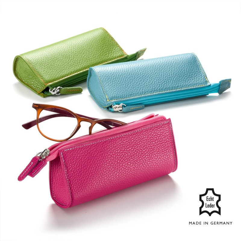 FEFI - Beautiful zip glasses case made of genuine leather,