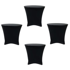 30 x 30 inch Lowboy Cocktail Round Stretch Spandex Table Cover (4 Pack, Black)