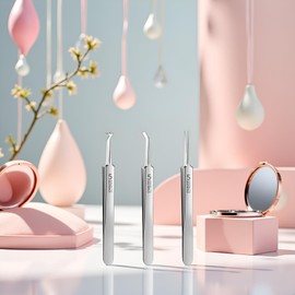 Professional Stainless Steel Blackhead Remover Kit - 3Pcs Precision Pimple Extractor Tweezers with Storage Case | Acne Removal Tools for Estheticians and Home Skincare