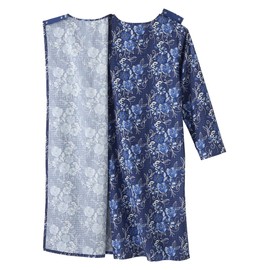 Vestido de hospital adaptativo con espalda abierta 100% franela de algodón para mujer con broches, Pata de gallo floral, XL
