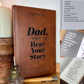 Ryfpdml Dad, I Want To Hear Your Story, Fathers Day Dad Gifts Leather Journal A Father’s Guided Journal To Share His Life and Love, Sentimental Gifts for Dad From Daughter Son Poacher for Home (A)