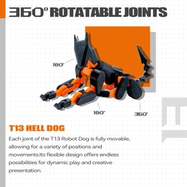Uodofy (Assembly Completed) T13 3D Action Figure Set,Dummy Robo Titan 13 Action Figures,3D Printed Multi-Jointed Toy (Black + Orange)