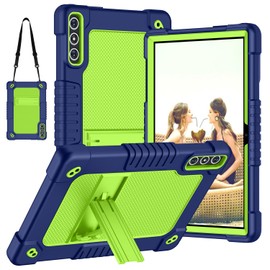 for KADYBE D106 Tablet Case,for MEIZE D106 Tablet Case,Shockproof Kids Rugged Case with Shoulder Strap for KADYBE D106/MEIZE D106/VOZIZOV D106/FEONAL Android 14 10 inch Tablet(Navy/Green)