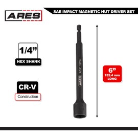 ARES 70656-9/16-Inch Magnetic Impact Nut Driver - Impact Grade Nut Setter with Industrial Strength Magnet