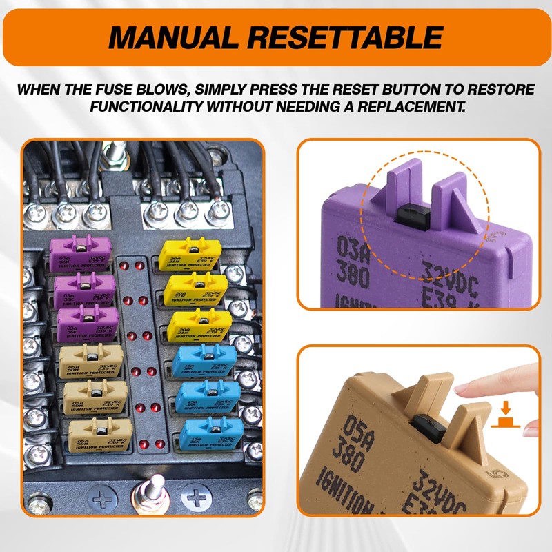 BUSSALIX E39 Circuit Breaker Blade Fuse, Manual T3 Reset, Low