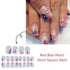 Independence Day Press on Nails American Flag French Tip Fake