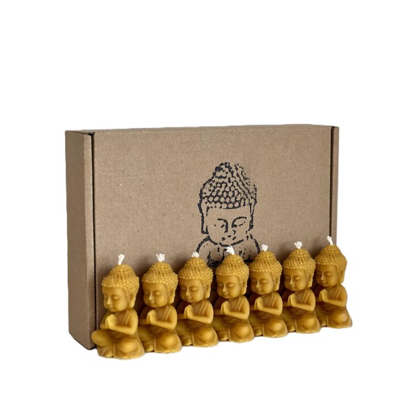 RS Buddha Candles - Set of 7 100% Beeswax -