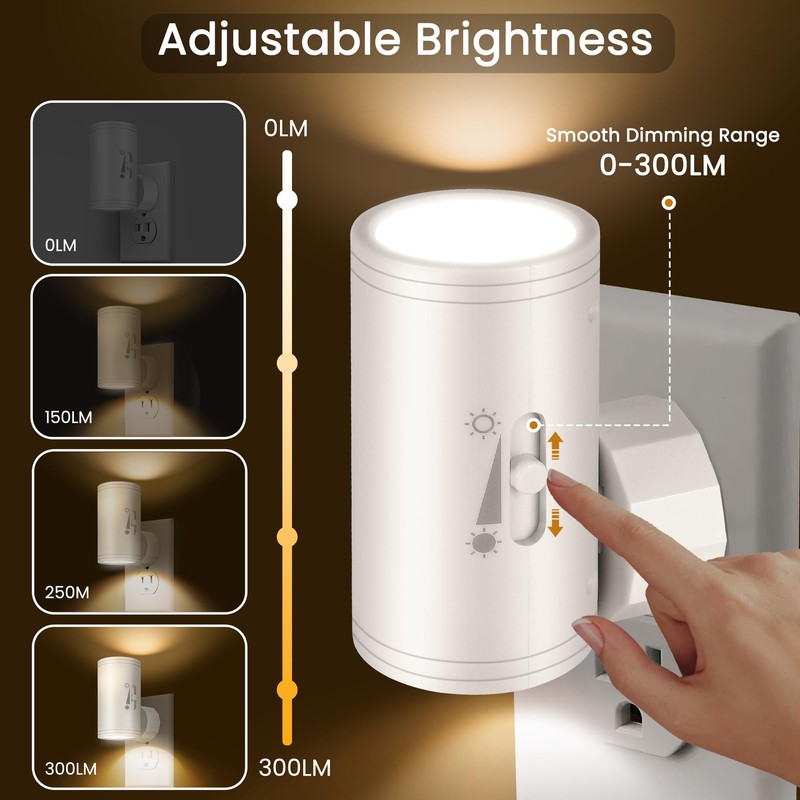 4 Pack LED Plug-in Wall Night Light with Dimmable 0-300