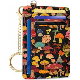 METALPHA Credit Card Holder Slim Wallet, Small Wallets Woman RFID Wallet Women, Front Pocket Cute Funny Mini Thin ID Card holders (colorful mushroom)