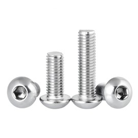 M6 14mm Button Head Screws and Bolts,M6-1.0×14mm Socket Cap Bolt,M6 Stainless Steel Screw, Allen Hex Drive,Bright Finish,Fully Machine Thread,Coarse Thread UNC,50Pc