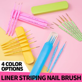 Nail Brush Set for Nail Art Liner Brushes,GSWOI 5Pcs Thin Liner Striping Brush for Nails Gel Polish Painting Designs Elongated Lines -Sizes 7/9/11/15/22mm(Green)