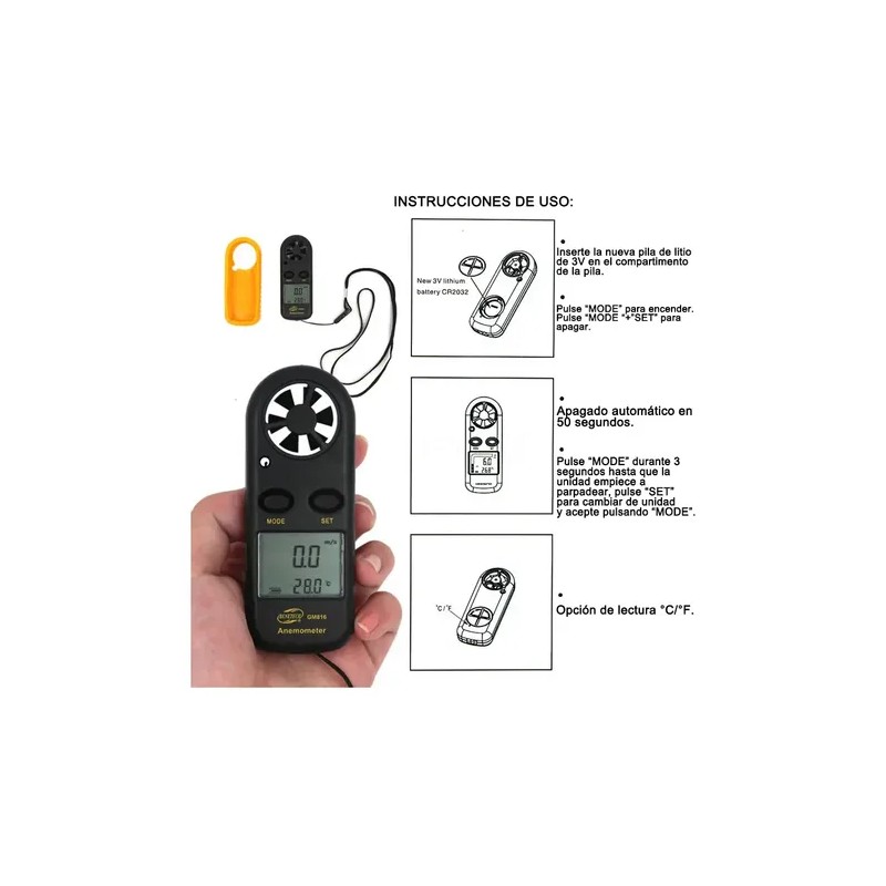 Anemómetro Digital Termómetro B-Max GM816 Medidor Portátil de Viento