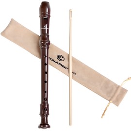Soprano Recorder Instrument for Beginners Student - German Fingering 8 Hole Flute ABS Descant Recorders 3pcs Removable with Cleaning Rod and Storage Bag, Brown