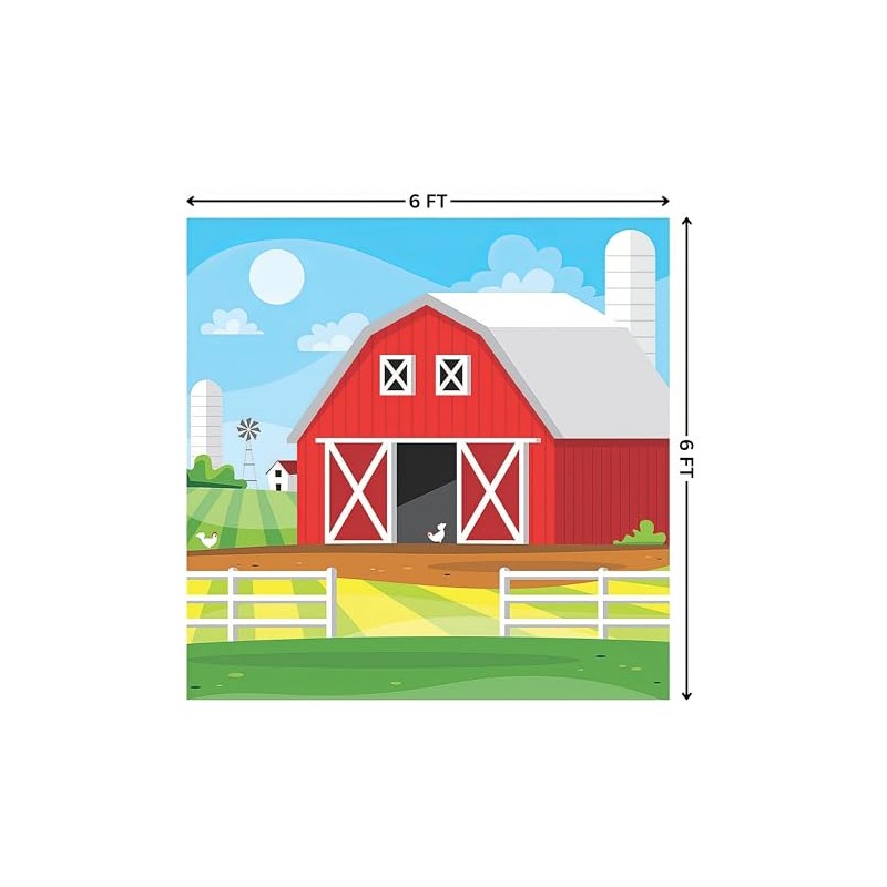 Fun Express Red Barn Backdrop Banner Set - Farmhouse Party