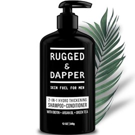Champú y acondicionador 2 en 1 para hombre, champú para engrosar el cabello con biotina para hombres, sin SLS y sin parabenos