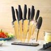 Marco Almond® Gold Knife Set With Block KYA23, 14 Pieces