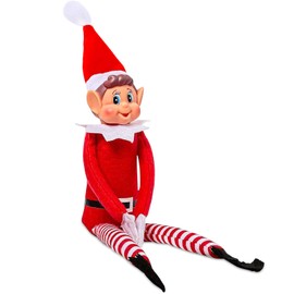 Plush Elves with Faces Made of Vinyl - Red 15 Inch Long Leg Doll Cute Cheeky Boy Elf Toy