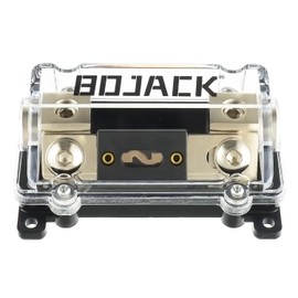 BOJACK - Soporte de fusibles ANL de calibre 0/2/4 AWG en línea con fusible de 150 amperios, sin terminales de cable, soporte de fusibles en línea con cubierta aislante, bloque de fusibles de calibre 4