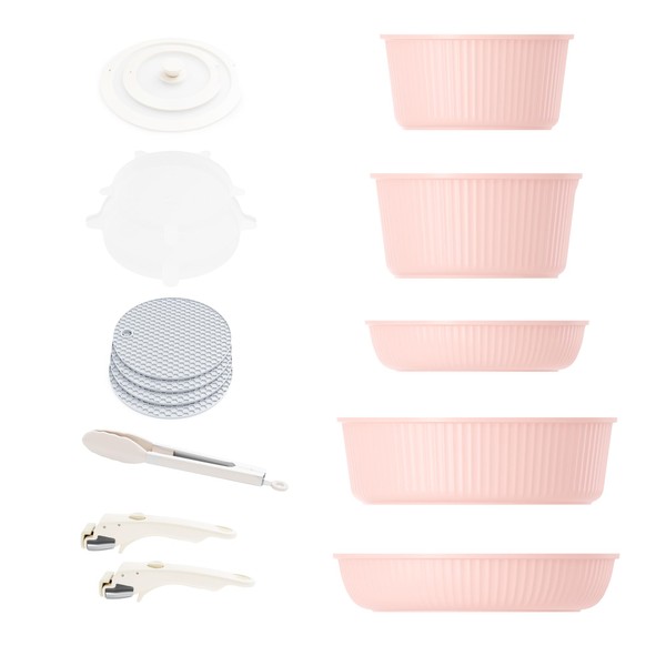 Caannasweis Detachable Nonstick Cookware Set - Stackable Induction Pots and