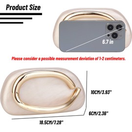 Gets Clutch Purses for Women Acrylic Handbag Trendy Metal Handle Evening Bag Classic Round Crossbody Bags for Party Wedding, Pearl White