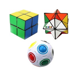 Rubik's Challenge Gift Set; Bundle of (2) Magic Stars and (1) Rainbow Ball; Transformation & Color Matching Fidget Toys, Brain Teaser, Addictive & Educational Puzzles, Fun Gift for Adults and 4+ Kids
