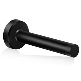 Door Stopper, 4 Inch Door Stop Black Doorstops with Sound Dampening Rubber Tips, Stainless Steel Door Stop for Skirting, Wall Mounted, 100mm