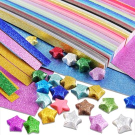Mluchee 360 Sheets Origami Star Paper Strips - 18 Colors Glitter Lucky Star Paper Colorful Decoration Folding Paper for Thanksgiving Christmas Gifts, School Teaching, DIY Projects