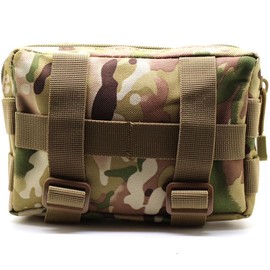 Multicam Camouflage Tactical MOLLE Pouch Waist Pack EDC Organiser Medic Tool Bag Airsoft Military Army Utility Belt Backpack Vest Pouch MTP (Pouch + IRR Square Medic Patch)