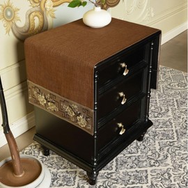 LAVSHOME Embroidered Nightstand Cover Cloth.Anti-Slip End Table Cover Cloth for Bedroom,Square Side Table Cover and Small Coffee Table Cloth Cover for Living Room(Brown,43.3" Lx15.7 W)