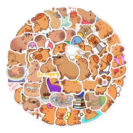 BEATRI Capybara Stickers 50Pcs Cute Brown Capybara Stickers Vinyl Waterproof Cartoon Animal Decals for Adults Teens Girls Water Bottle Laptop Skateboard Motorcycle Guitar
