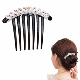 EZ PEACH Rhinestone Hair Comb Pearl DE Ball Wrap Comb Rakuchin Easy Hair Arrangement, Recommended for Beginners, Sparkling and Shining Barrette, Crystal (Crowns 01)