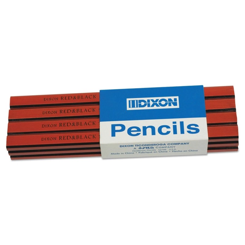 Dixon Carpenter's Pencils Pack of 12 Flat Black Writing Instruments