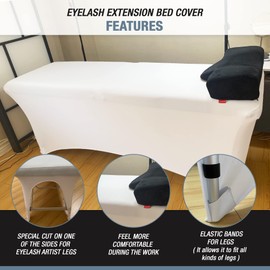 Spa Bed Cover for Lash Extension Bed TopBuy Lash Bed Cover - Excellent for a Lash Table or Massage Bed (White)