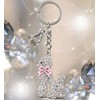 Aqua79 Fancy Pink Poodle Keychain - Silver 3D Sparkling Charm