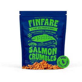 Finfare Freeze Dried Dog Treats, Salmon Crumbles, Protein & Omega-3s, Grain Free Salmon Dog Training Treats and Meal Topper, Made in USA, 9oz