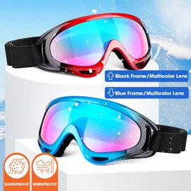 MAMBAOUT 2-Pack Snow Ski Goggles, Snowboard Goggles for Men, Women, Youth, Kids, Boys or Girls