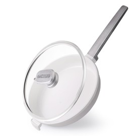 MGC Ceramic Pan With Lid, PFOA&PTFE Free Non Stick Frying Pans,Oven and Dishwasher Safe, Compatible with All Stovetops (White, 11Inch)