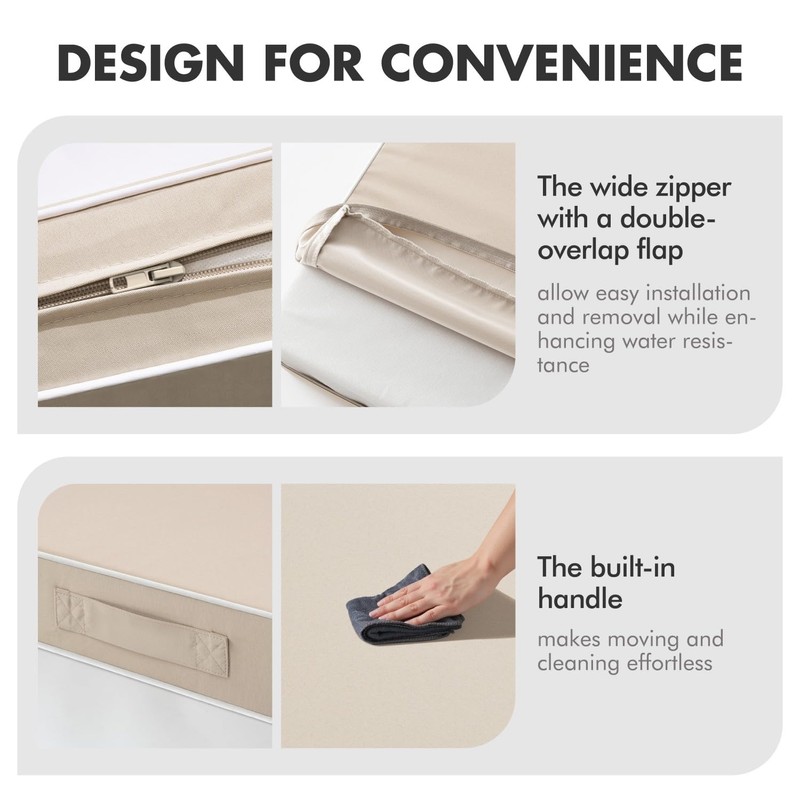 MIULEE Beige Outdoor Seat Cushion 24x24 Inch Waterproof Cushion