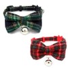 2 Pack Cat Collar with Bell Puppy Collar Adjustable Cute Lightweight Pet Collar with Safety Buckle Cloth Plaid Small Animal Decoration for Kitten Puppy Christmas