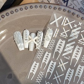 DUOLEIMI Nail Seal, Lace, Set of 4, Nail Stickers, Flowers, Sheer, DIY, Gel Nail Seal, 3D Nail Art, Stick, Self Nail Decoration, Ribbon, White, Elegant, Spring